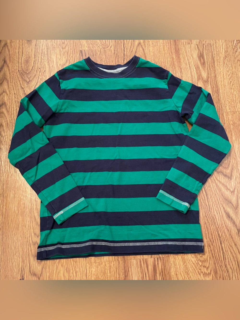 Hanna Andersson Long-Sleeve Stripe Tee - Green & Navy